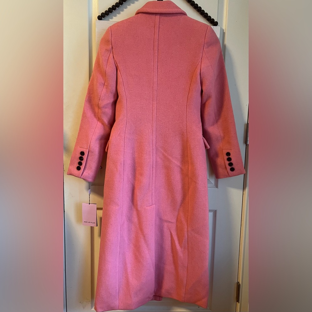 AVEC LES FILLES Wool Blend Double Breasted Coat Pink Jacket XS Small 💖 0 2 4 6 - Picture 6 of 15